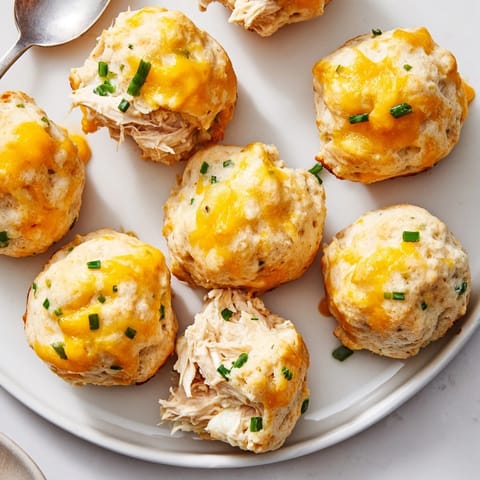Savory Ranch Chicken Biscuit Poppers recipe: Flaky biscuits filled with creamy ranch chicken.
