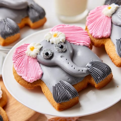 These giant Biscuits Amical Éléphant Géant cookies, with gray icing ears, are a sweet delight.