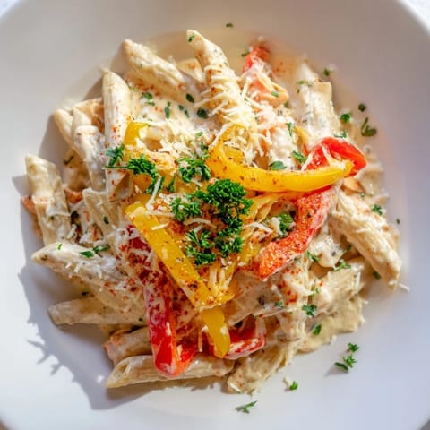 Plate of Creamy Cajun Pasta, a comforting meal with a rich, creamy Cajun sauce.