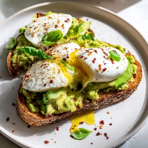 Toasted bread loaded with smashed avocado and bubbling mozzarella in this Avocado Mozzarella Tartine.