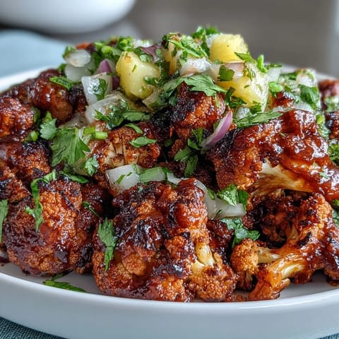 Smoky BBQ cauliflower tacos are topped with creamy avocado slices, shredded red cabbage, and a sprinkle of fresh cilantro.