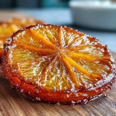 Candied orange slices for cocktail garnish: glossy, sweet citrus rounds perfect for romantic drinks or desserts.  