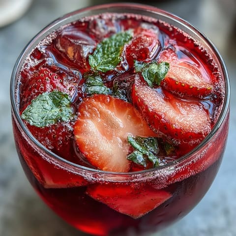A vibrant pink lemonade strawberry punch with fresh fruit slices, perfect for festive Galentines Day celebrations.