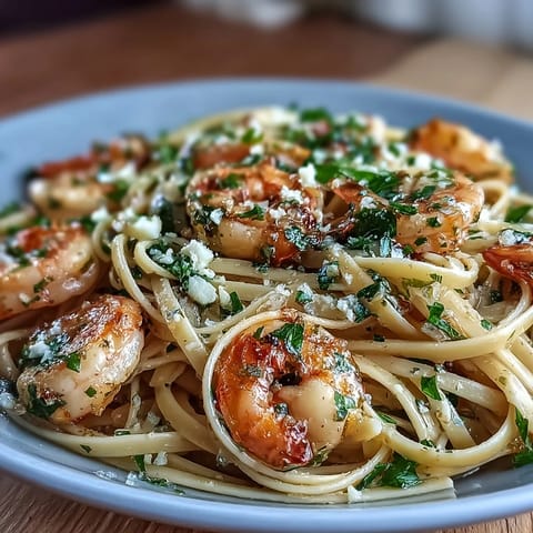 Succulent shrimp and zesty lemon garlic sauce tossed with whole wheat pasta for a light, elegant meal.