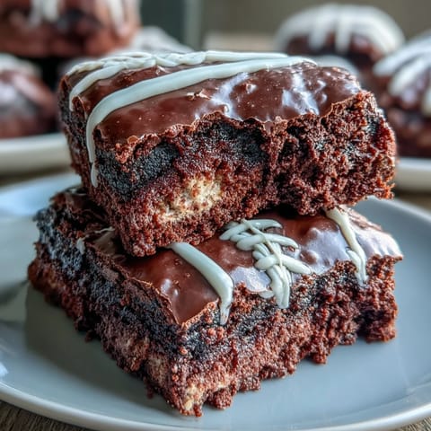 Baseball-themed brownie bites with white icing laces on a white plate, perfect for sports parties or game day celebrations.