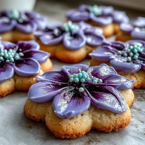 Bright and cheerful flower-shaped cookies decorated with pastel royal icing, perfect for spring celebrations.  