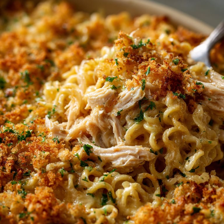 A bowl of noodles with chicken and vegetables.