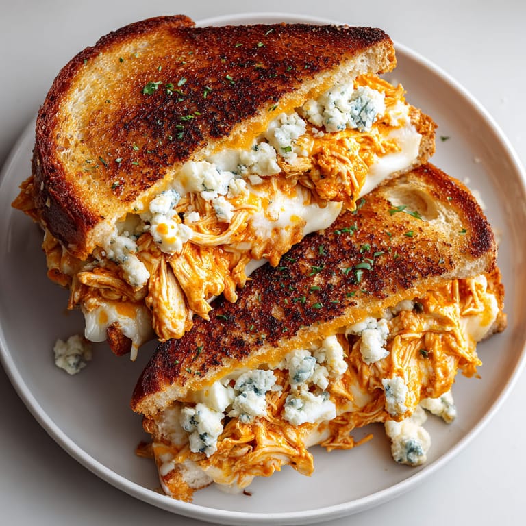 A sandwich with blue cheese and chicken on a plate.
