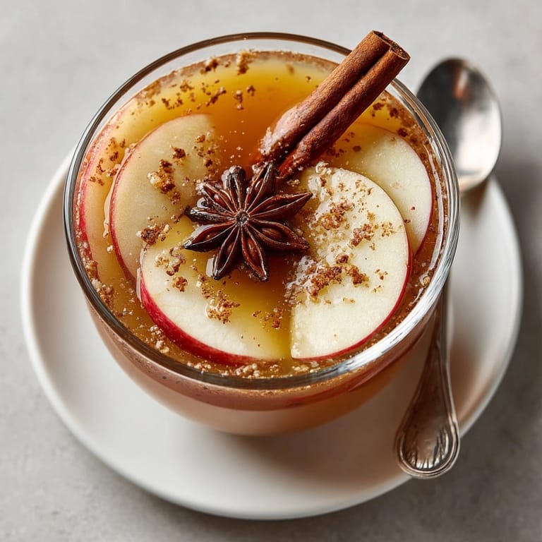 Sparkling autumn spiced apple cider mocktail with fresh apple slices and aromatic fall spices