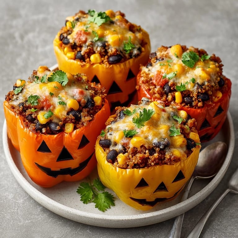 Flavorful Black Bean Stuffed Peppers, ready to serve—aromatic steam rising from the dish.