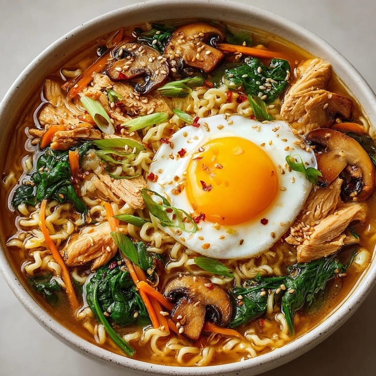 Homemade Canned Soup Ramen Upgrade with poached egg, a restaurant-quality bowl.