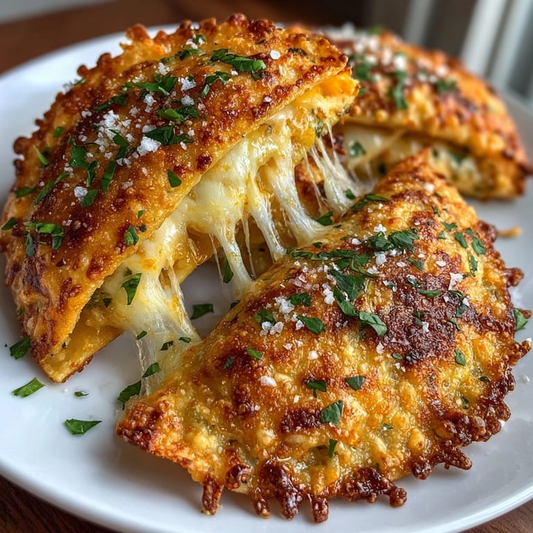Homemade Cheese-Stuffed Tortilla Chips, crispy and warm, seasoned with sea salt.