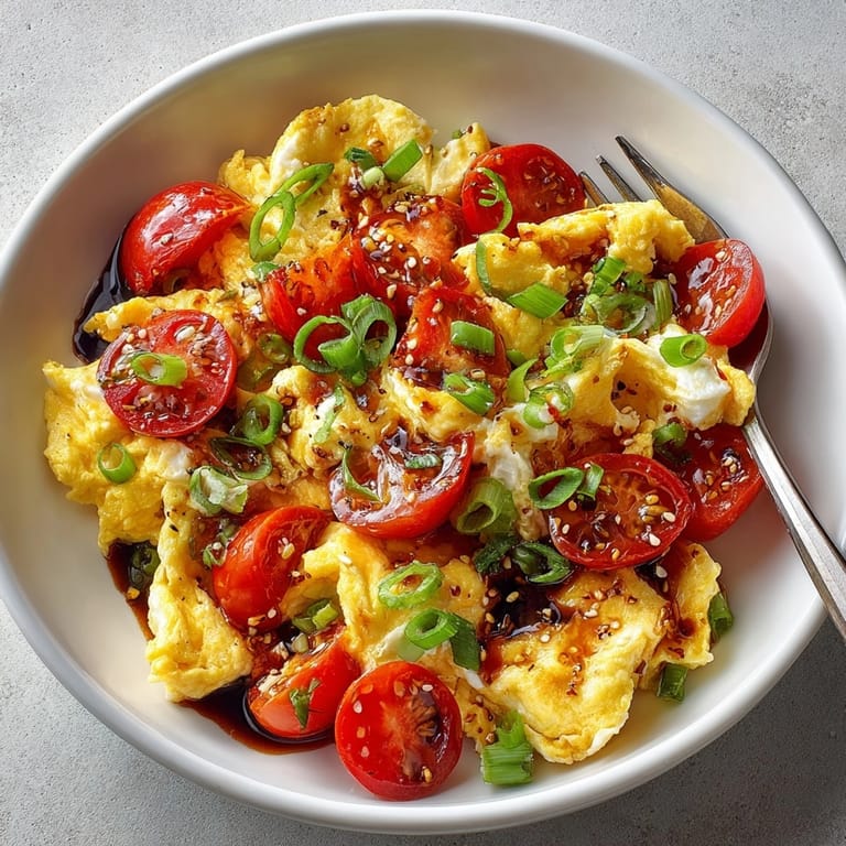 Easy TikTok Tomato Egg Stir Fry recipe: A quick, savory vegetarian Chinese-inspired meal.