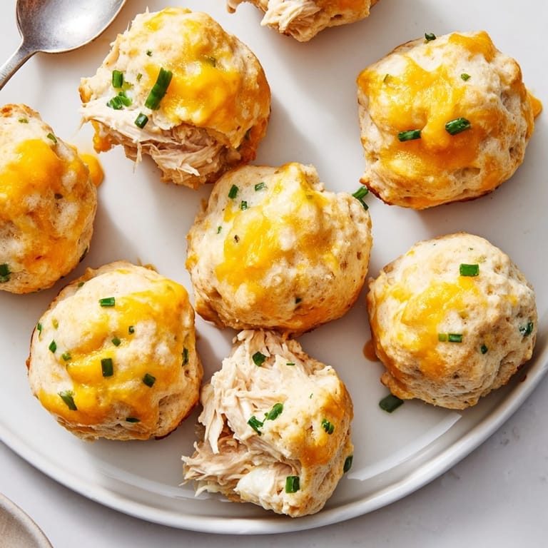 Savory Ranch Chicken Biscuit Poppers recipe: Flaky biscuits filled with creamy ranch chicken.