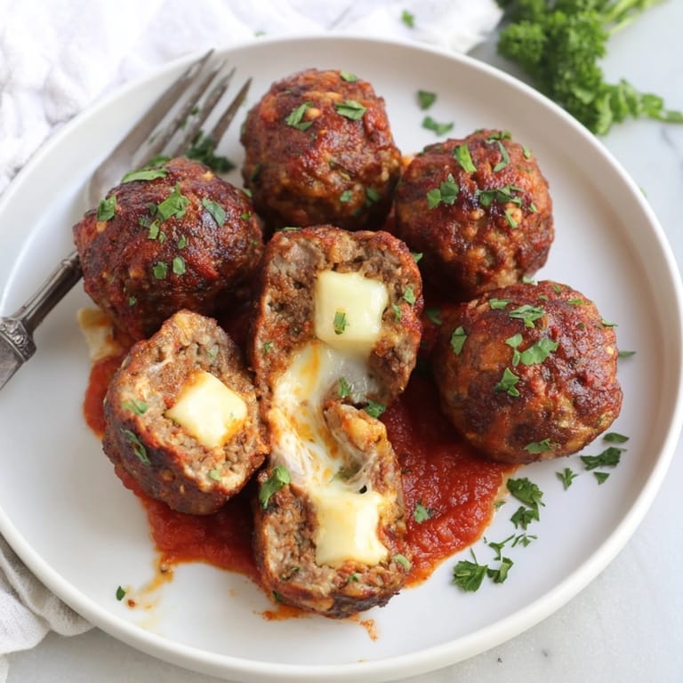 Golden-brown cheesy Cajun stuffed meatballs hot out of the oven, ready to serve.