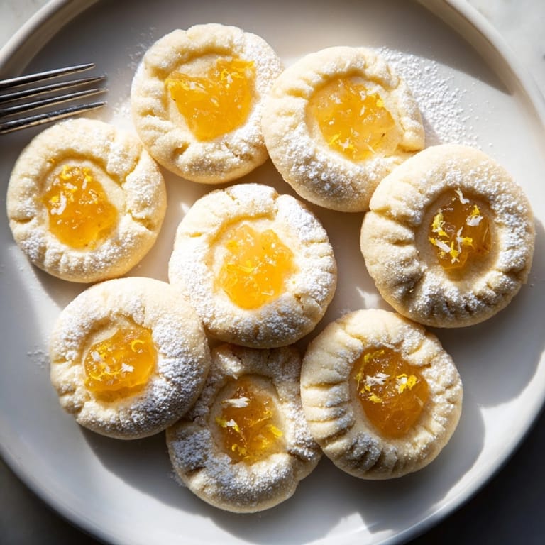 Golden Heavenly Hanukkah Citrus Thumbprint Christmas Cookies filled with tangy citrus curd, baking aroma visible.