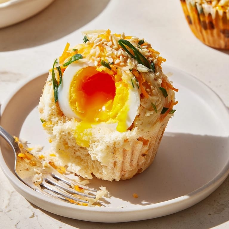 Umami Japanese Ramen Egg Breakfast Muffins with scallions and nori, ready for brunch.