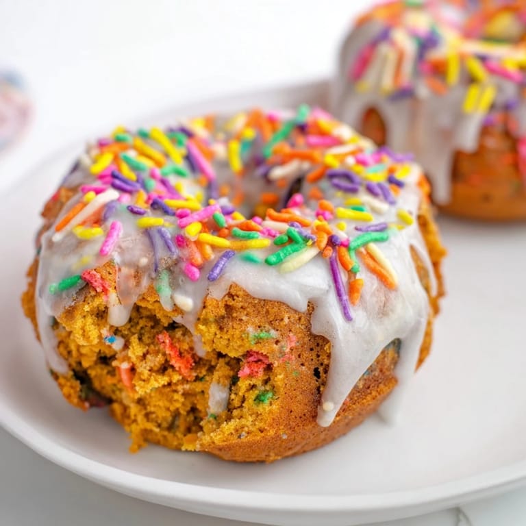 Delicious pumpkin donuts adorned with festive sprinkles, perfect for cozy mornings.