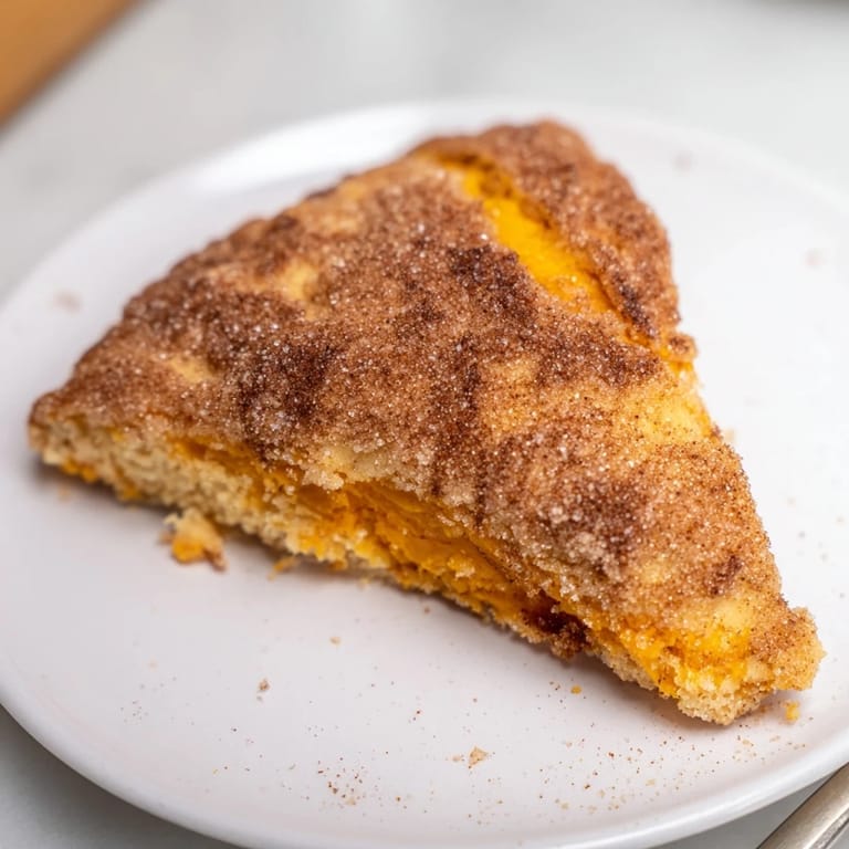Deliciously spiced sweet potato scones, topped with sparkling cinnamon sugar for indulgence.  