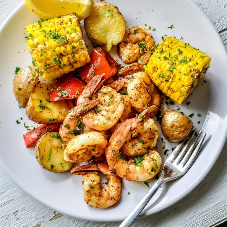 Flavorful Cajun shrimp and corn on the cob, perfect for summer gatherings.