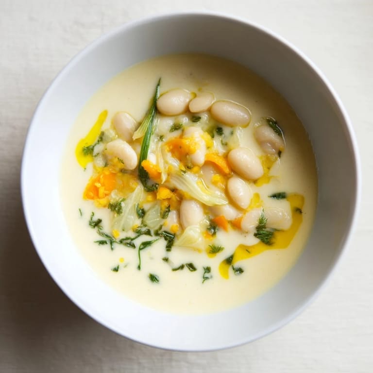 Rustic Simple White Bean and Fennel Soup, showcasing creamy beans and vibrant fennel, ready to enjoy.
