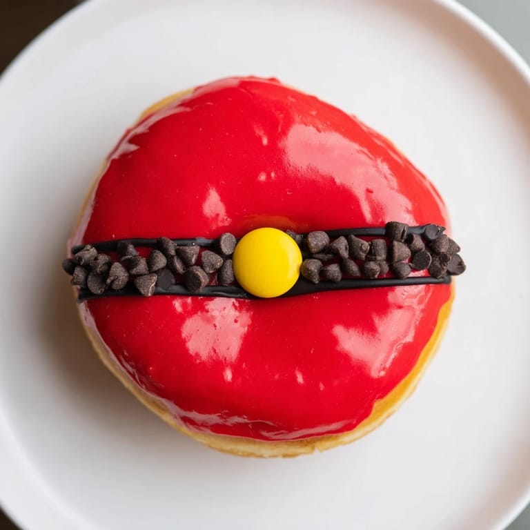 These vibrant Santa Belly Donuts show a rich red glaze with chocolate belt and yellow buckle.