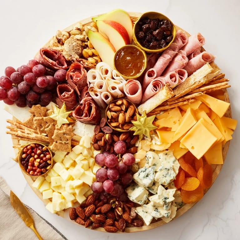 Imagine a festive Shining Bright Christmas 2025 Board piled high with holiday delicacies, ready to serve!