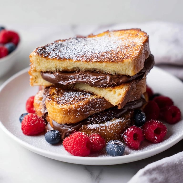 Imagine warm, crispy Nutella Brioche French Toast slices, dusted with powdered sugar and fresh berries!