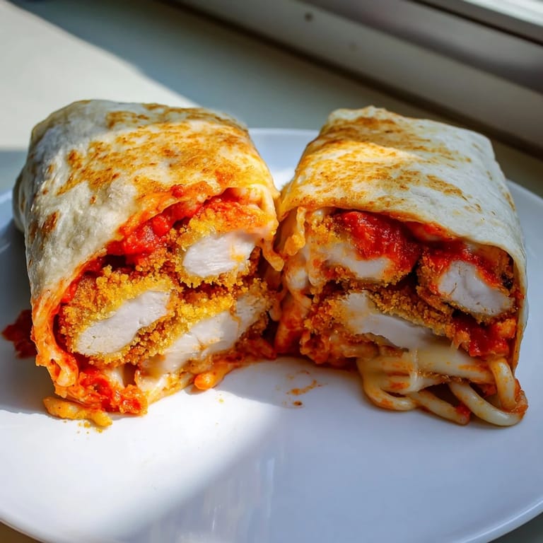 Delicious Crispy Chicken Parm Wraps, oozing melted cheese and marinara, perfect for a quick Italian dinner.