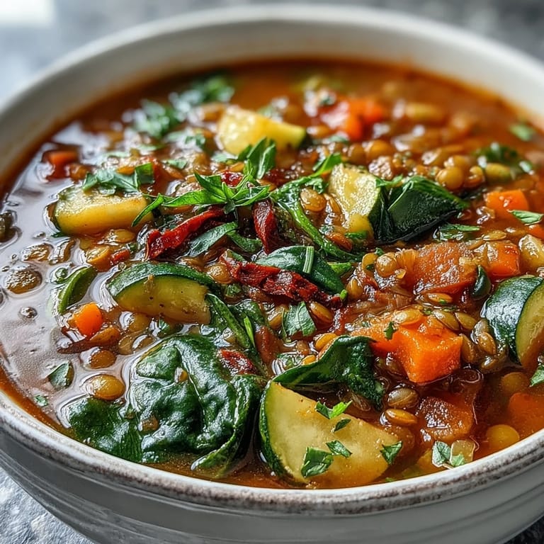 Steaming bowl of lentil soup, perfect for a healthy vegan dinner option.