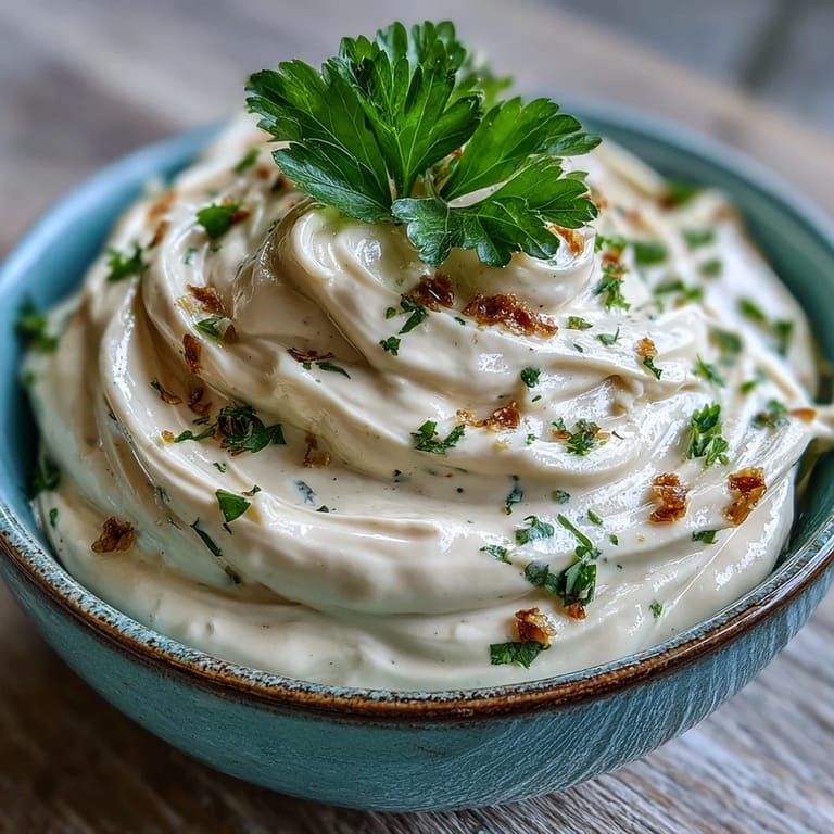 Vegan Tahini Dressing in a small bowl with a wooden spoon, ready for dipping fresh roasted vegetables.