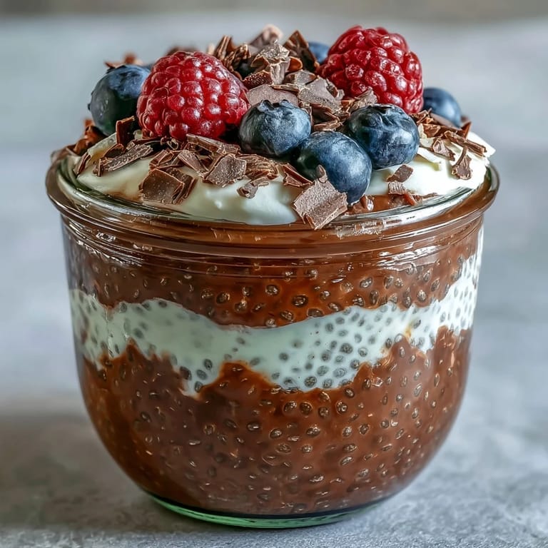 Enjoy a spoonful of Vegan Chocolate Chia Pudding Parfait with shaved dark chocolate.