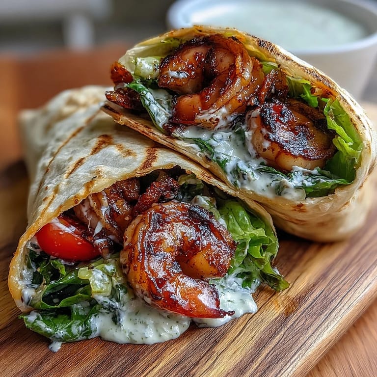 Soft flour tortilla wraps filled with charred shrimp, shaved Parmesan, and halved cherry tomatoes.