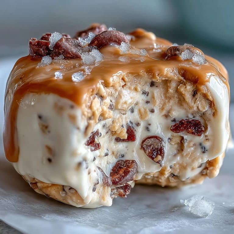 Rich peanut butter and Greek yogurt bites, naturally sweetened and customizable with chia seeds or berries, great for satisfying cravings.