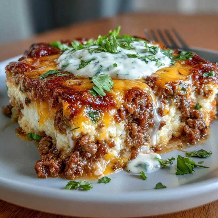Cheesy Keto Taco Casserole with Cauliflower Rice: hearty Tex-Mex flavors in a low-carb casserole, topped with bubbly cheddar and Monterey Jack.  