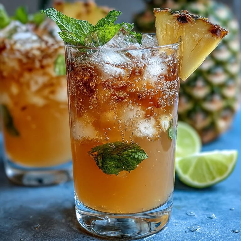 Bright, bubbly pineapple ginger fizz featuring fresh fruit and ginger, perfect for summer parties and gatherings.