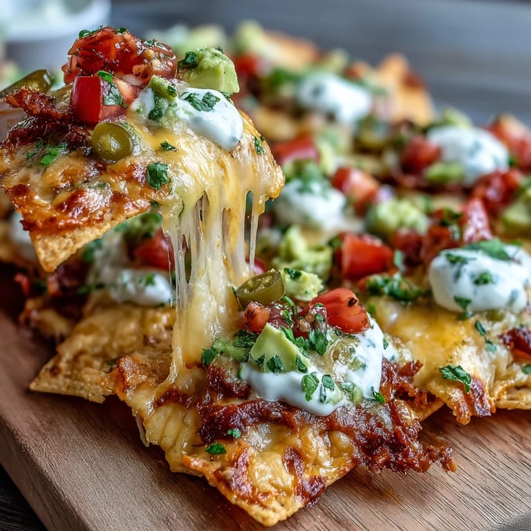 Vibrant platter of crispy tortilla chips topped with cheddar, Monterey Jack, and zesty strawberry salsa, ideal for summer gatherings.