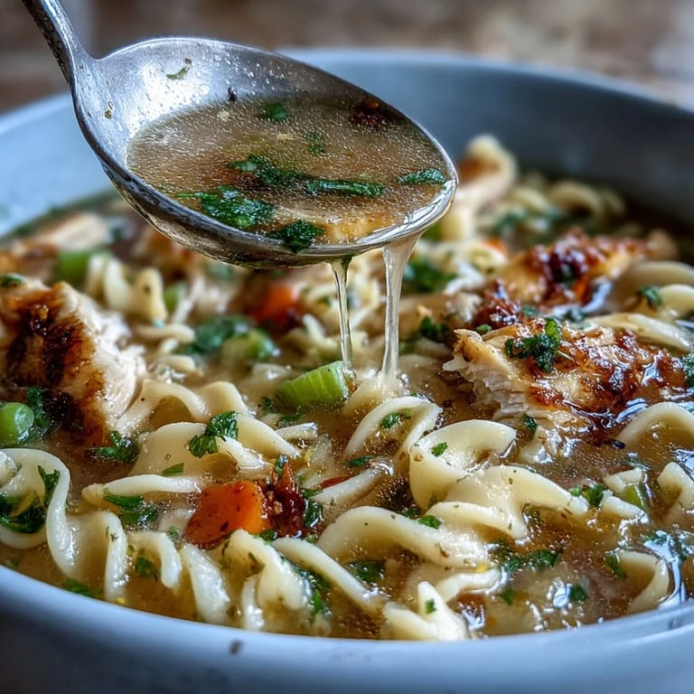 Warm Chicken Run One-Pot Chicken Noodle Soup with hearty vegetables, tender chicken, and wide noodles, perfect for cozy family dinners.