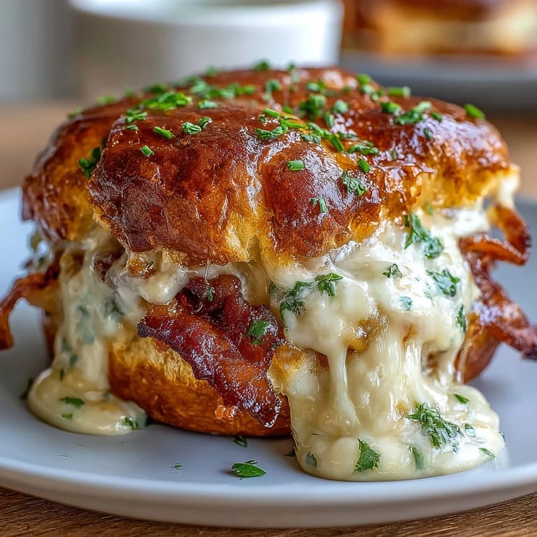 Savory Kentucky Hot Brown sliders featuring golden brioche, crispy bacon, and rich Mornay sauce, ideal for festive gatherings.