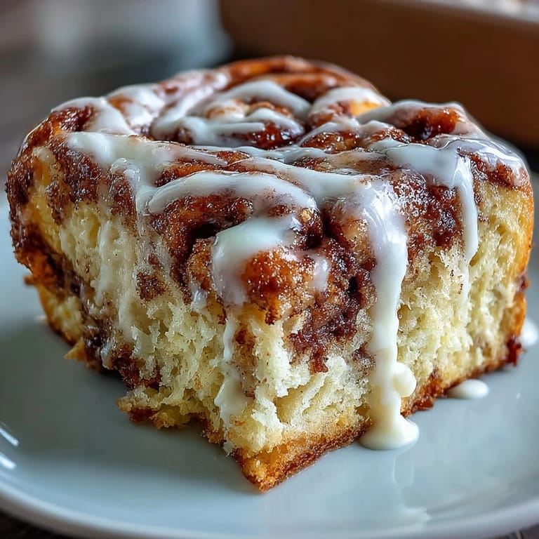 Fluffy pancake casserole layered with cinnamon sugar swirls, baked to perfection, and drizzled with rich cream cheese glaze for a sweet breakfast treat.