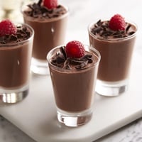 Elegant chocolate mousse dessert cups, chilled and decadent, ready for a special occasion.